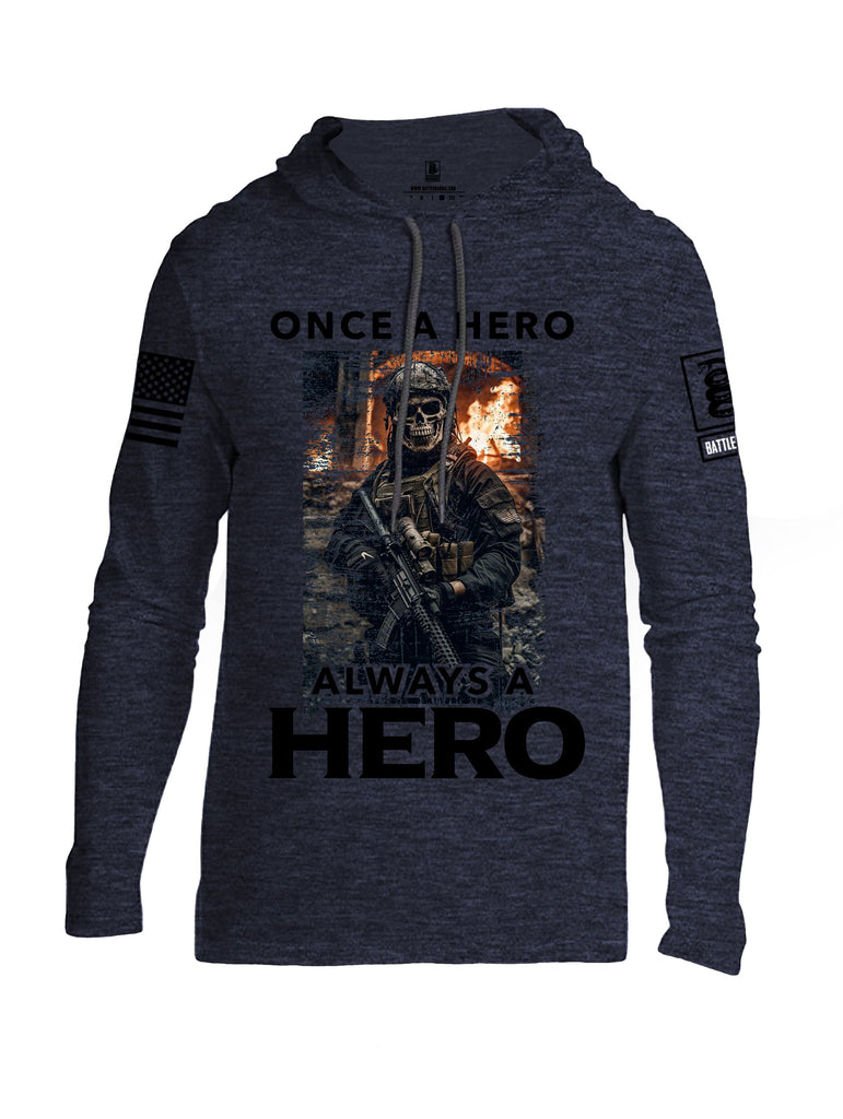 Battleraddle Once A Hero Always A Hero Black Sleeves Men Cotton Thin Cotton Lightweight Hoodie