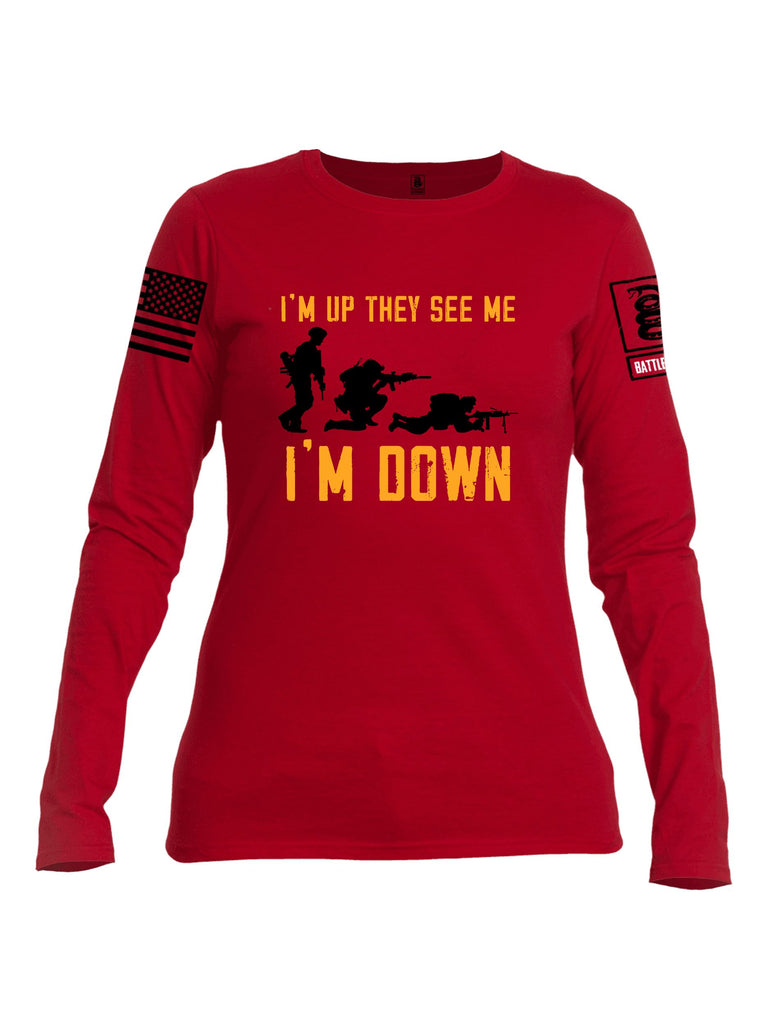 Battleraddle Im Up They See Me   Black Sleeves Women Cotton Crew Neck Long Sleeve T Shirt