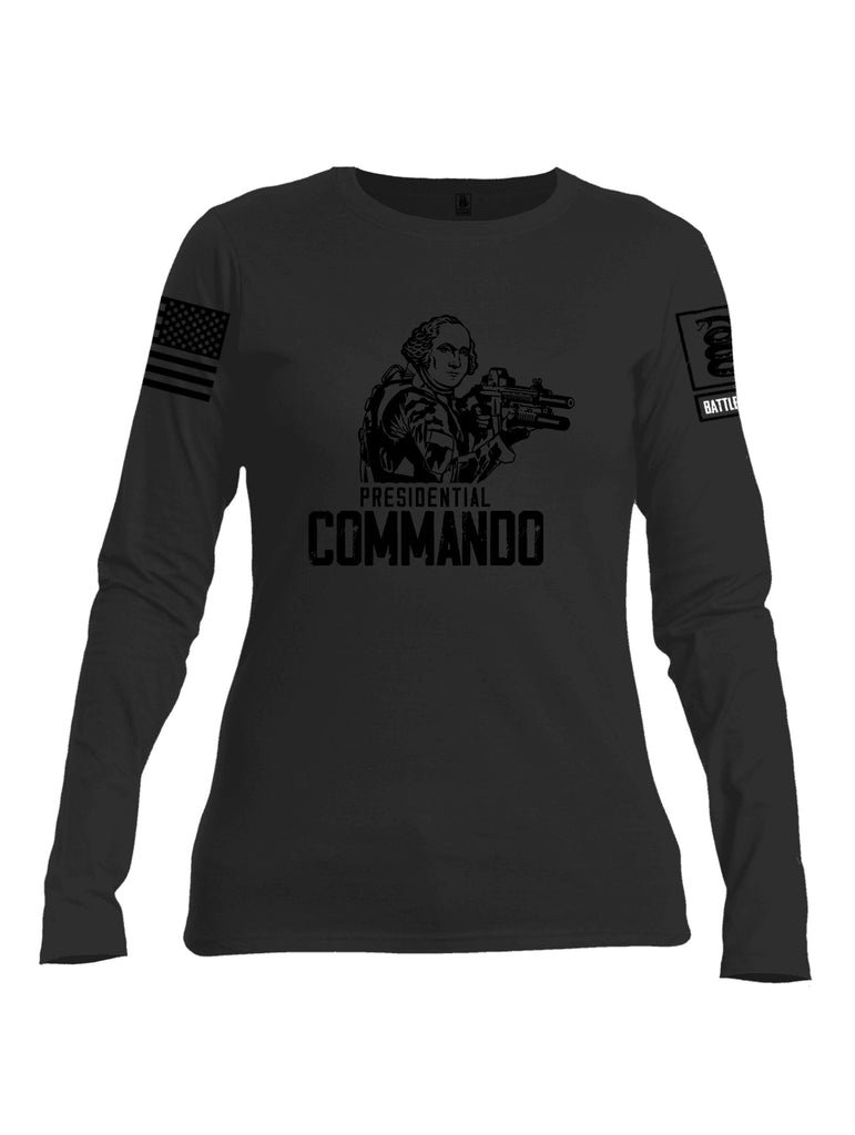 Battleraddle Presidential Commando Black Sleeves Women Cotton Crew Neck Long Sleeve T Shirt