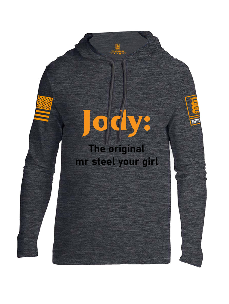 Battleraddle Jody The Original Mr Steel Your Girl Orange Sleeves Men Cotton Thin Cotton Lightweight Hoodie