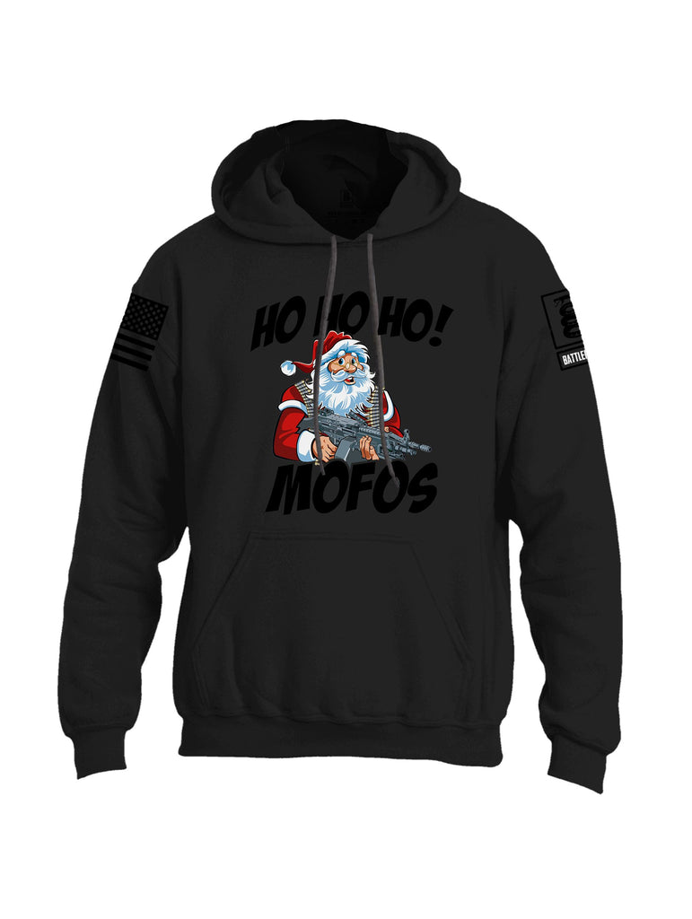 Battleraddle Hohoho Mofos  Black Sleeves Uni Cotton Blended Hoodie With Pockets