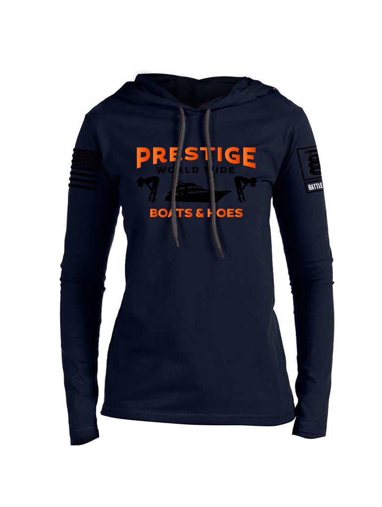 Battleraddle Prestige World Wide Black Sleeves Women Cotton Thin Cotton Lightweight Hoodie