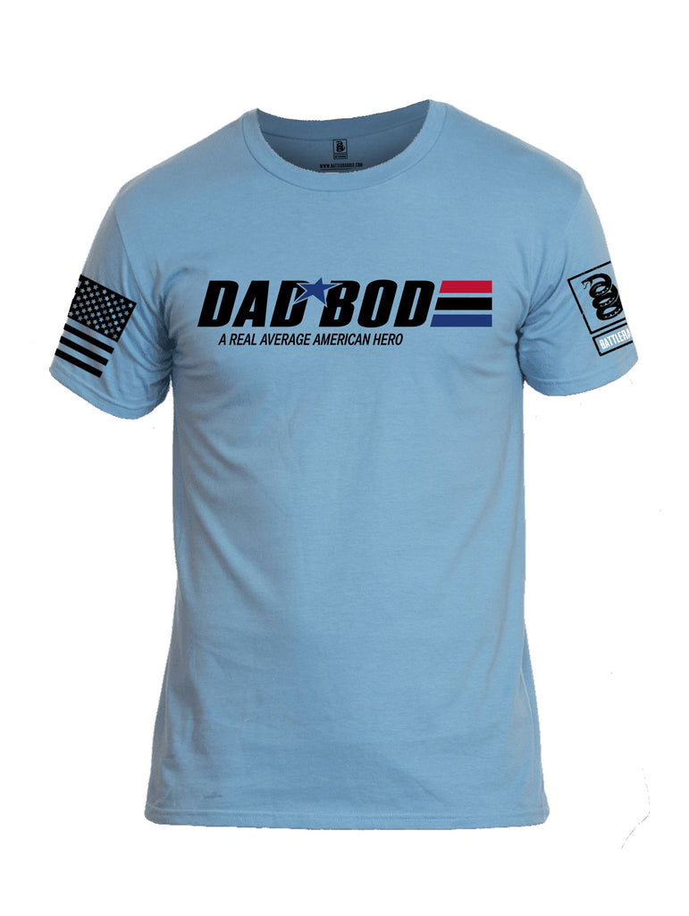 Battleraddle Dad Bod A Real Average American Hero  Black Sleeves Men Cotton Crew Neck T-Shirt