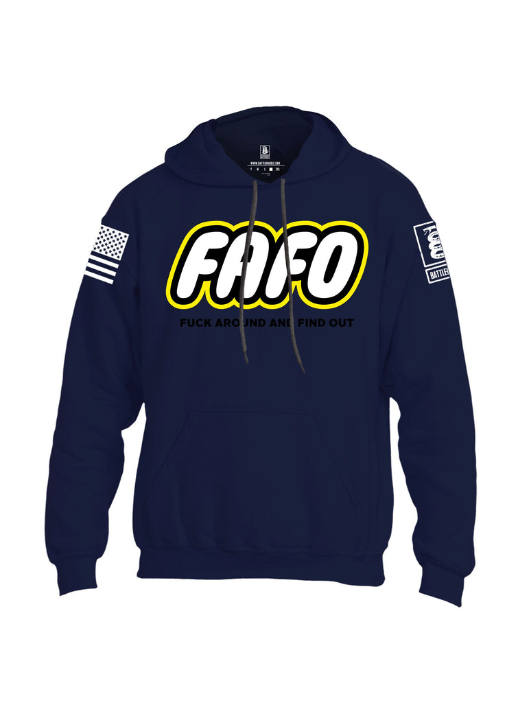 Battleraddle Fafo  White Sleeves Uni Cotton Blended Hoodie With Pockets