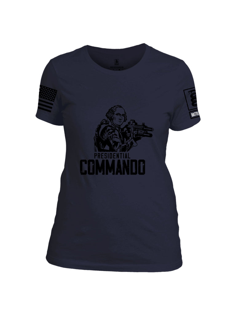Battleraddle Presidential Commando Black Sleeves Women Cotton Crew Neck T-Shirt