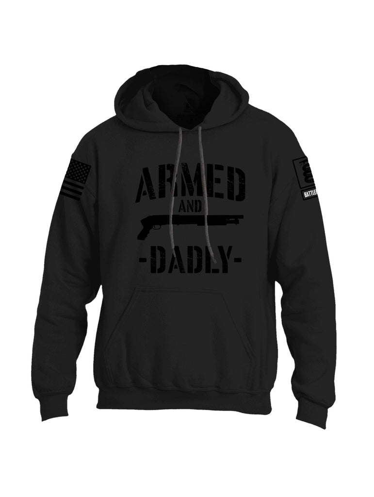 Battleraddle Armed And Dadly  Black Sleeves Uni Cotton Blended Hoodie With Pockets