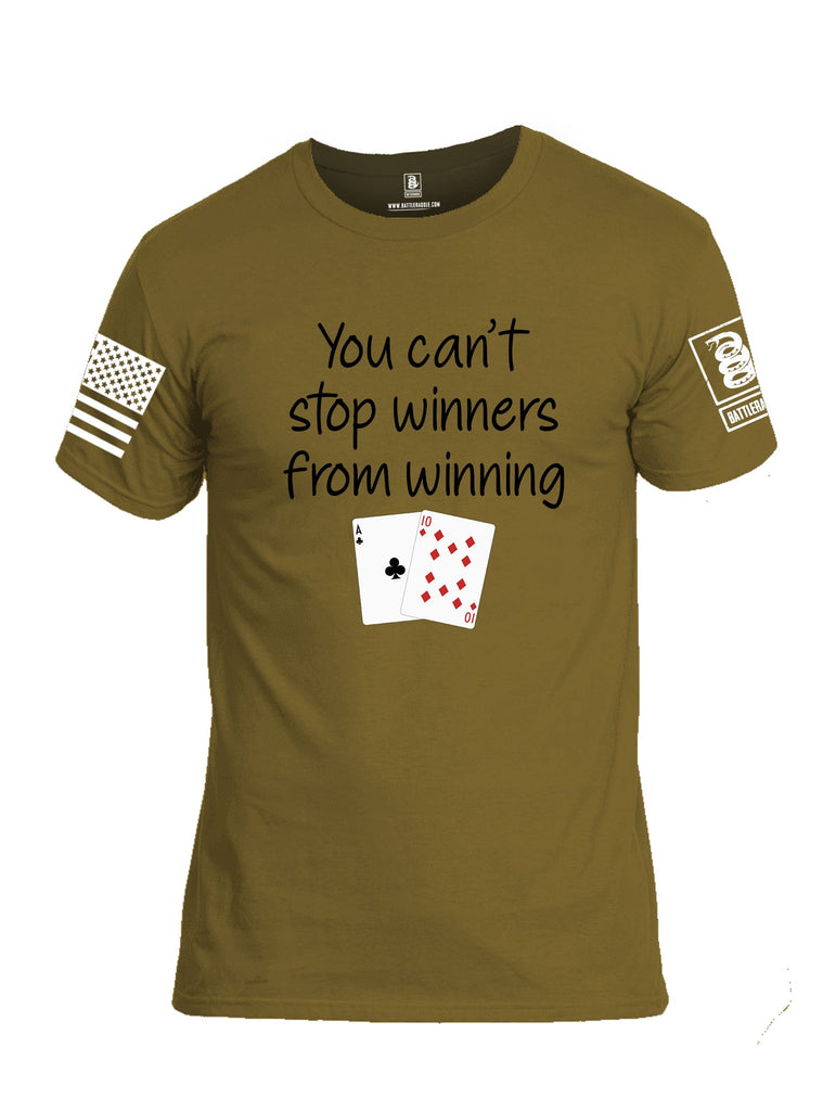 Battleraddle You Can'T Stop Winners From Winning White Sleeves Men Cotton Crew Neck T-Shirt