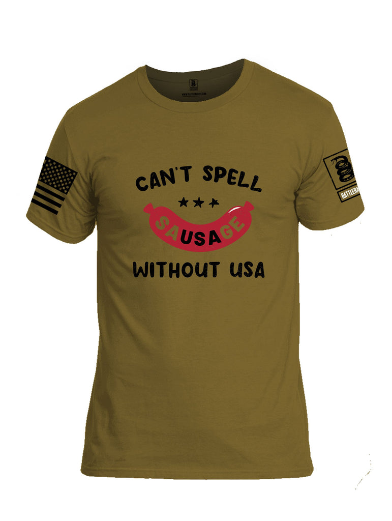 Battleraddle Cant Spell Sausage  Black Sleeves Men Cotton Crew Neck T-Shirt
