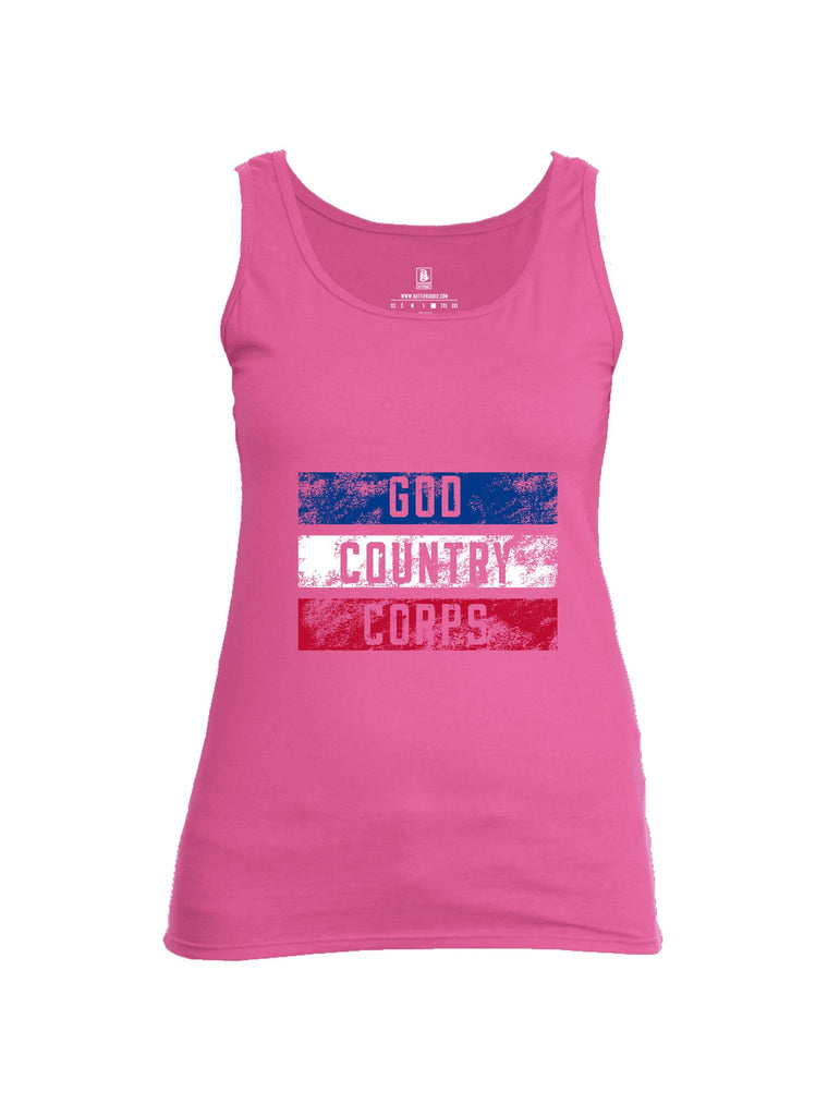 Battleraddle God Country Corps  White Sleeves Women Cotton Cotton Tank Top