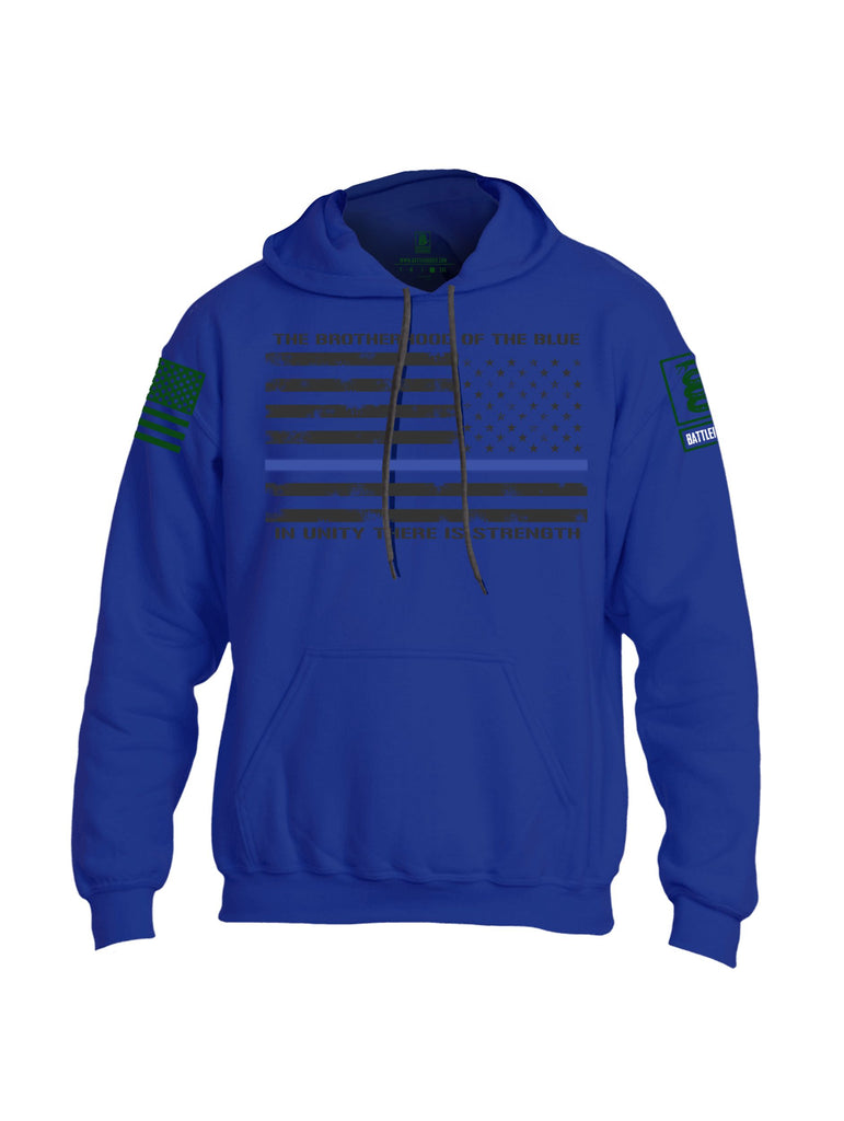 Battleraddle The Brotherhood Of The Blue White  Dark Green Sleeves Uni Cotton Blended Hoodie With Pockets