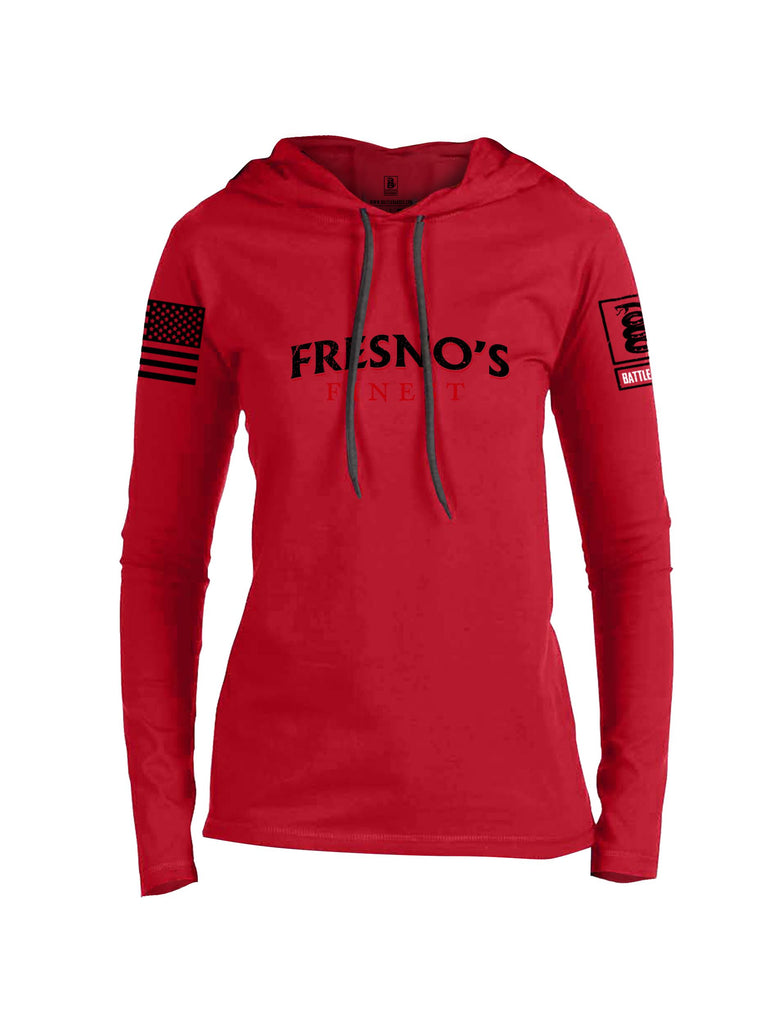 Battleraddle Fresnos Finest  Black Sleeves Women Cotton Thin Cotton Lightweight Hoodie