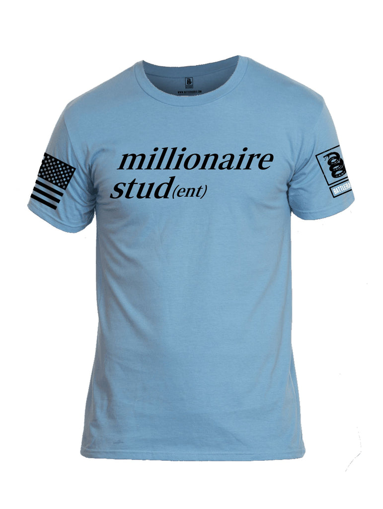 Battleraddle Millionaire Student Black Sleeves Men Cotton Crew Neck T-Shirt