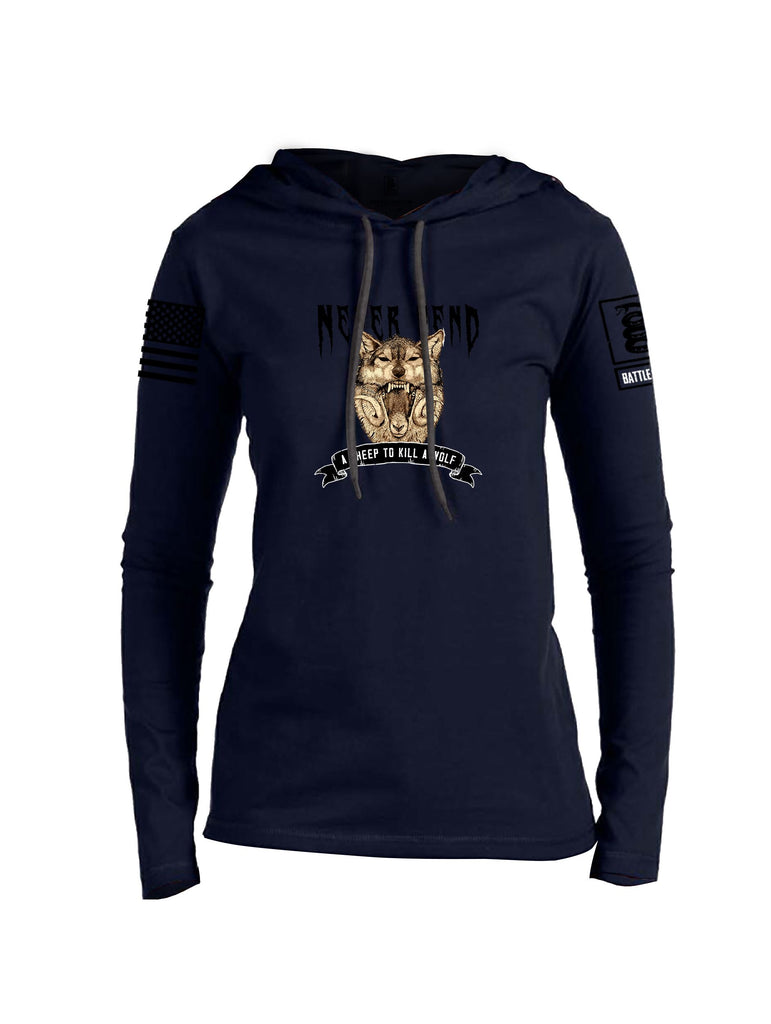 Battleraddle Never Send A Sheep To Kill A Wolf Black Sleeves Women Cotton Thin Cotton Lightweight Hoodie