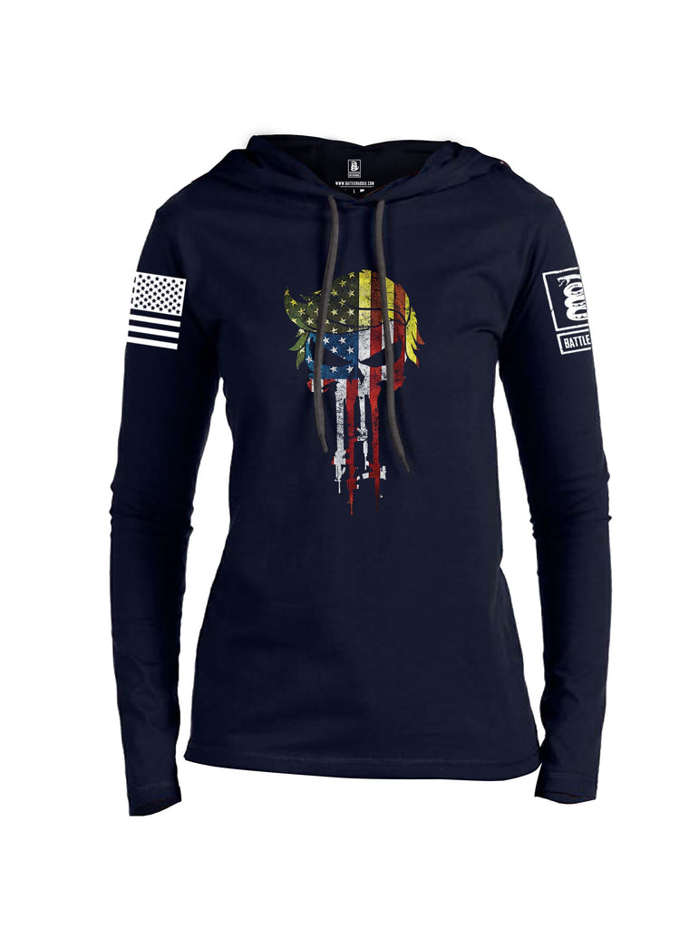 Battleraddle Trump The Punisher White Sleeves Women Cotton Thin Cotton Lightweight Hoodie