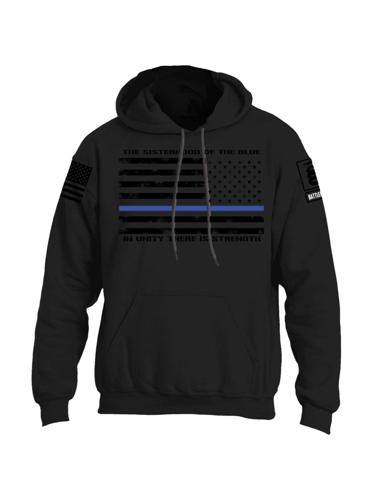 Battleraddle The Sisterhood Of The Blue  Black Sleeves Uni Cotton Blended Hoodie With Pockets