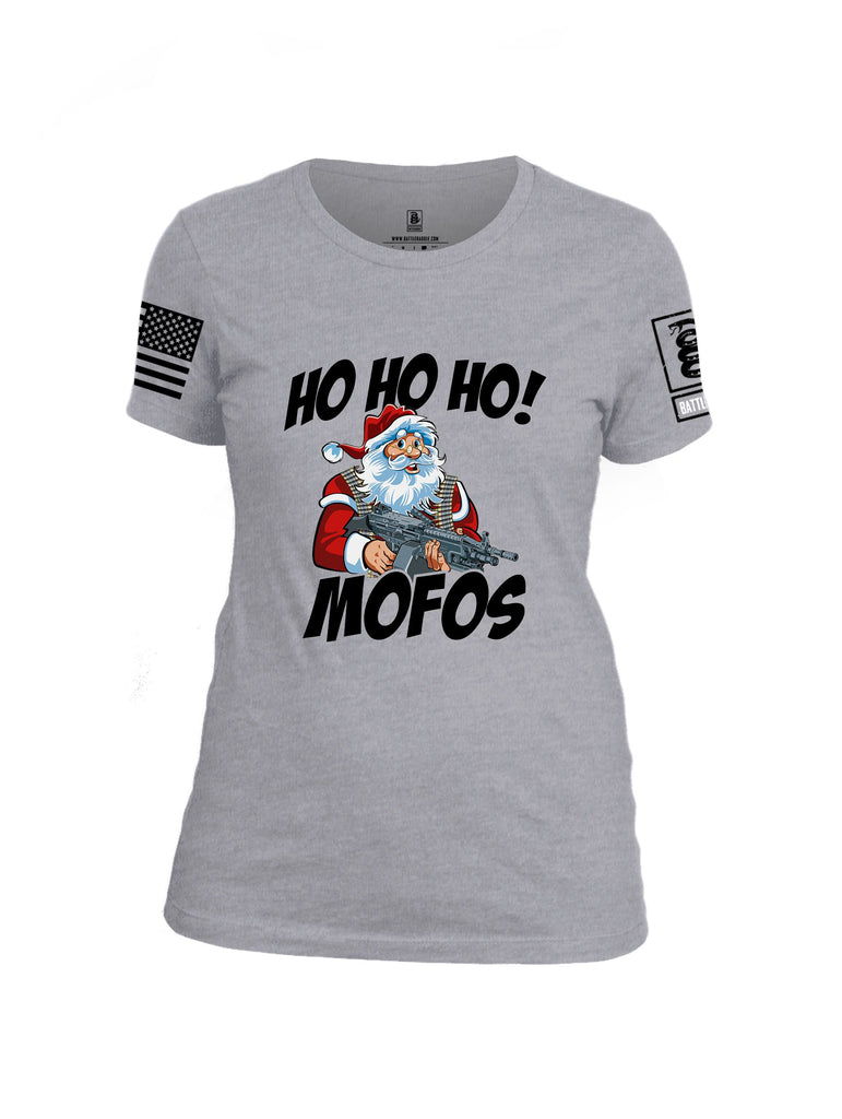 Battleraddle Hohoho Mofos  Black Sleeves Women Cotton Crew Neck T-Shirt