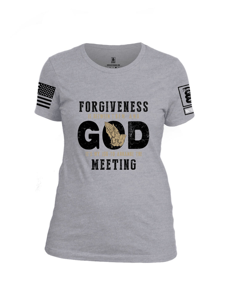 Battleraddle Forgiveness Is Between Them  Black Sleeves Women Cotton Crew Neck T-Shirt