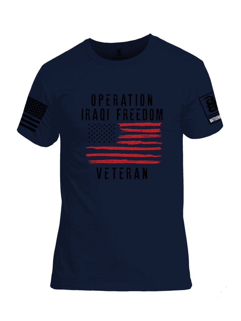 Battleraddle Operation Iraqi Freedom Veteran Black Sleeves Men Cotton Crew Neck T-Shirt