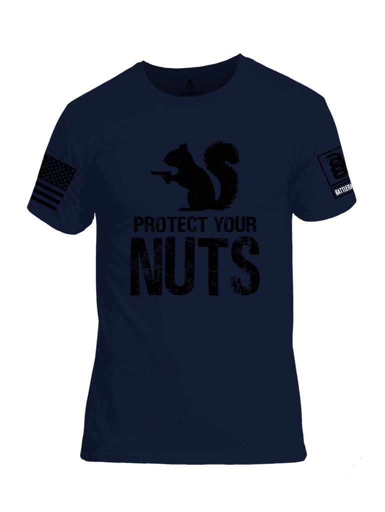 Battleraddle Protect Your Nuts  Black Sleeves Men Cotton Crew Neck T-Shirt