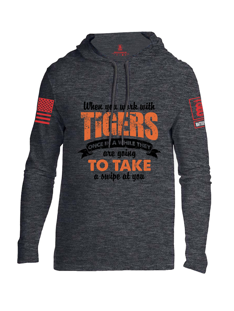 Battleraddle When You Work With Tigers Red Sleeves Men Cotton Thin Cotton Lightweight Hoodie