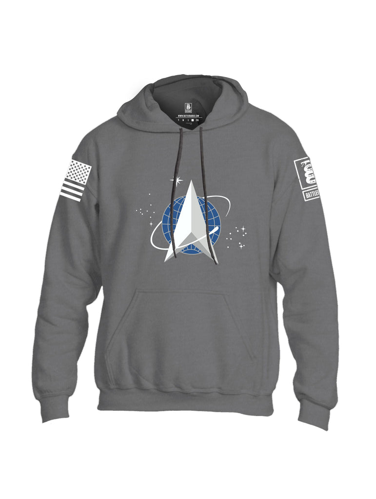 Battleraddle Spaceforce Starfleet Delta Command White Sleeves Uni Cotton Blended Hoodie With Pockets