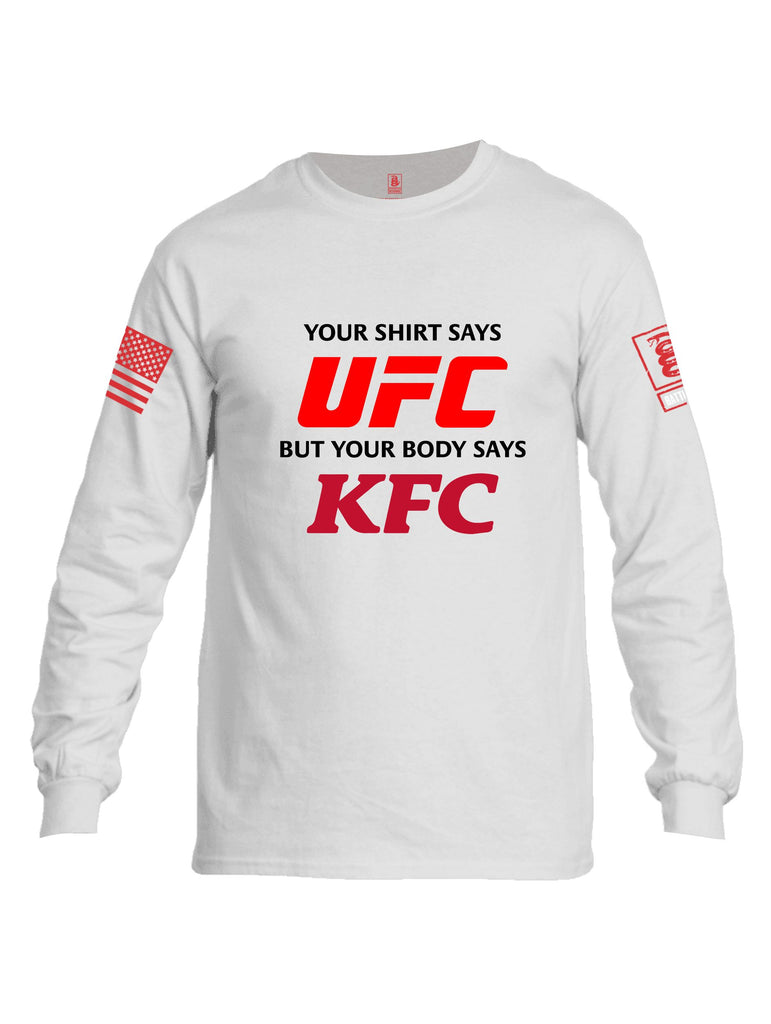 Battleraddle Your Shirt Says Ufc Red Sleeves Men Cotton Crew Neck Long Sleeve T Shirt