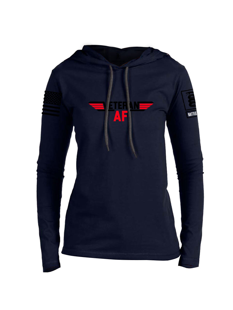 Battleraddle Veteran Af  Black Sleeves Women Cotton Thin Cotton Lightweight Hoodie