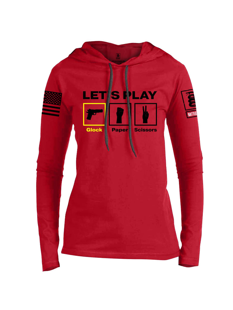 Battleraddle Let'S Play Glock Paper Scissors Black Sleeves Women Cotton Thin Cotton Lightweight Hoodie