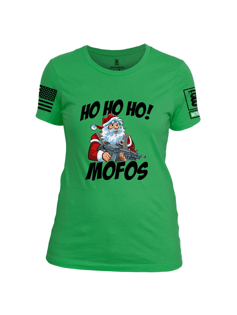 Battleraddle Hohoho Mofos  Black Sleeves Women Cotton Crew Neck T-Shirt