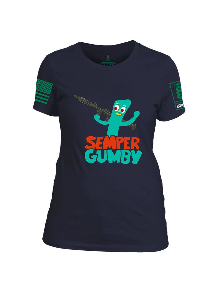 Battleraddle Semper Gumby Pearl Green Sleeves Women Cotton Crew Neck T-Shirt