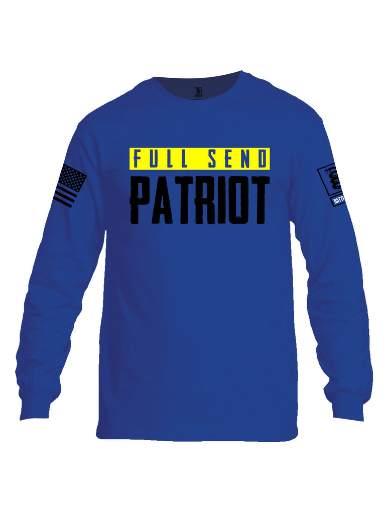 Battleraddle Full Send Patriot Black Sleeves Men Cotton Crew Neck Long Sleeve T Shirt