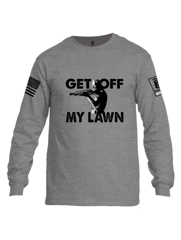 Battleraddle Get Off My Lawn Black Sleeves Men Cotton Crew Neck Long Sleeve T Shirt