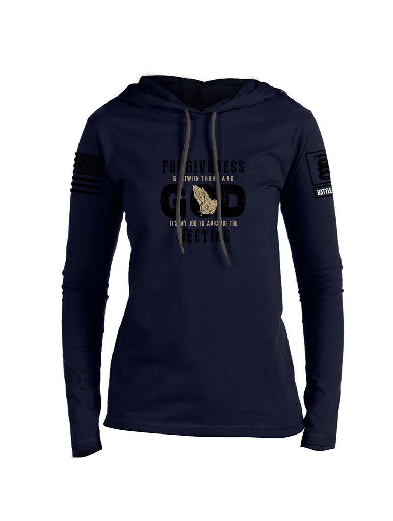 Battleraddle Forgiveness Is Between Them  Black Sleeves Women Cotton Thin Cotton Lightweight Hoodie