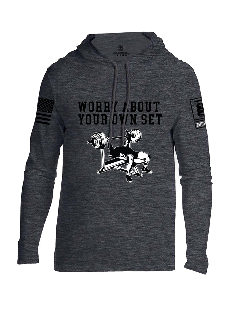Battleraddle Worry About Your Own Set  Black Sleeves Men Cotton Thin Cotton Lightweight Hoodie