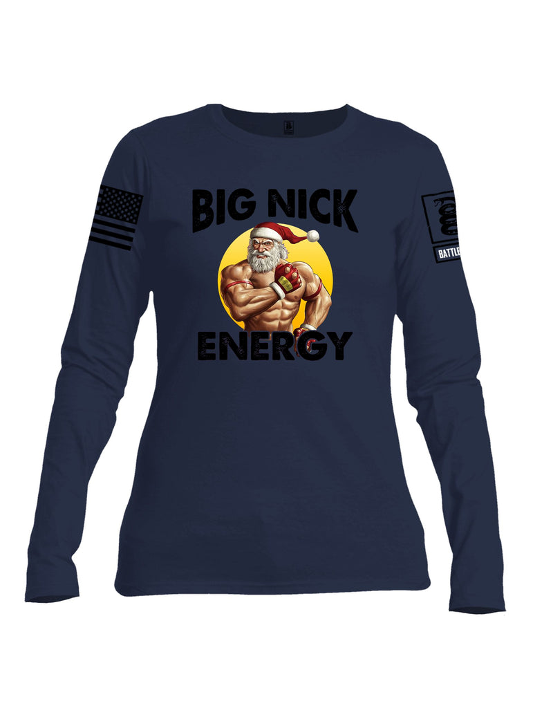 Battleraddle Big Nick Energy Black Sleeves Women Cotton Crew Neck Long Sleeve T Shirt