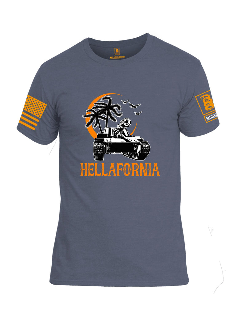 Battleraddle Hellafornia Orange Sleeves Men Cotton Crew Neck T-Shirt