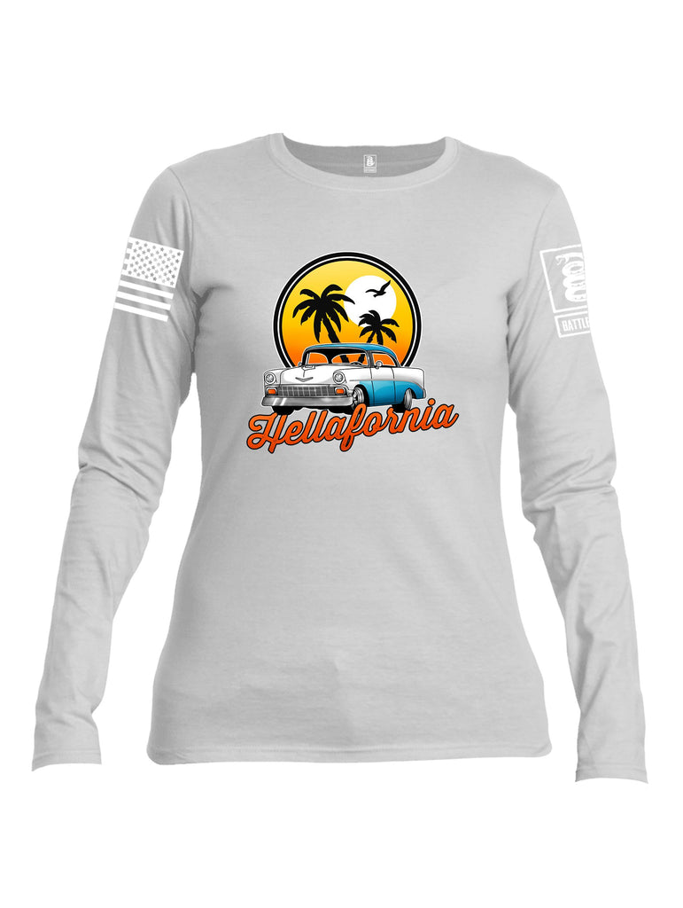 Battleraddle Hellafornia Chevy 56 White Sleeves Women Cotton Crew Neck Long Sleeve T Shirt