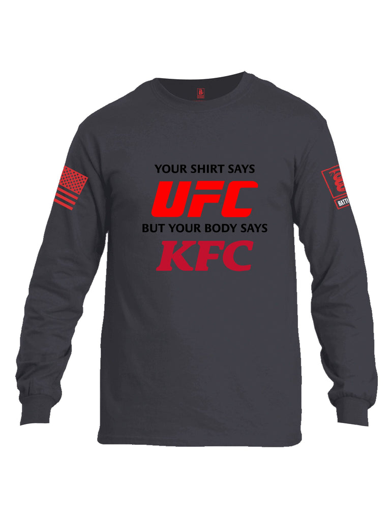 Battleraddle Your Shirt Says Ufc Red Sleeves Men Cotton Crew Neck Long Sleeve T Shirt