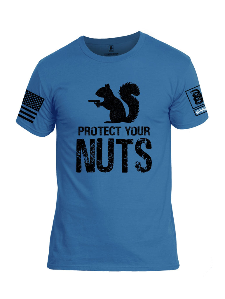 Battleraddle Protect Your Nuts  Black Sleeves Men Cotton Crew Neck T-Shirt