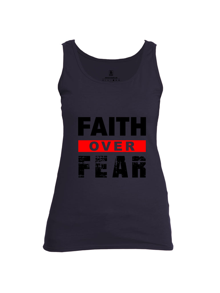 Battleraddle Faith Over Fear Black Sleeves Women Cotton Cotton Tank Top