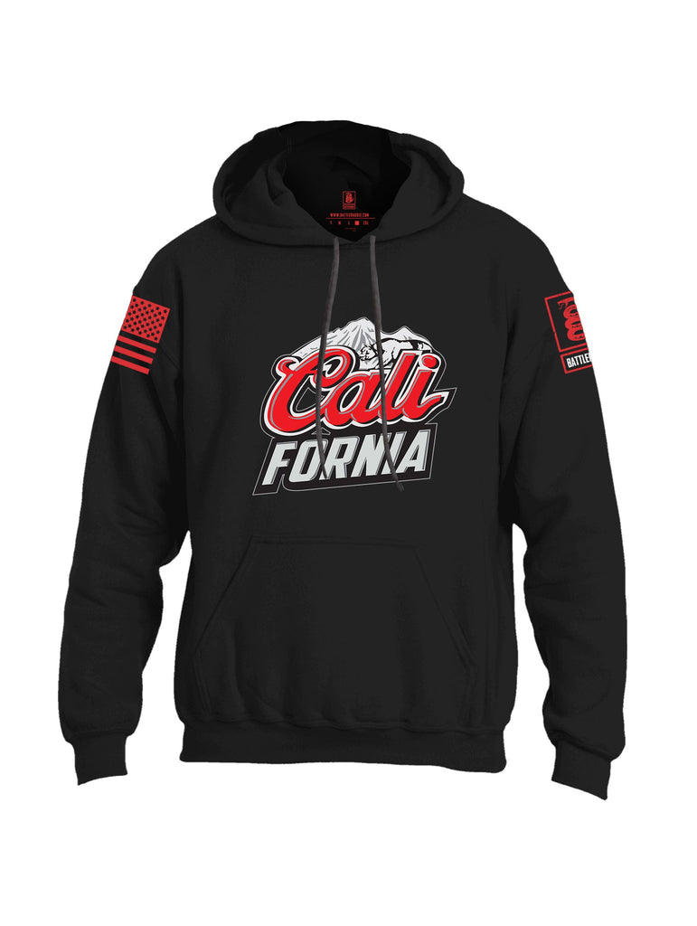 Battleraddle California Red Sleeves Uni Cotton Blended Hoodie With Pockets