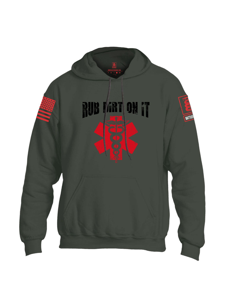 Battleraddle Rub Dirt On It Red Sleeves Uni Cotton Blended Hoodie With Pockets
