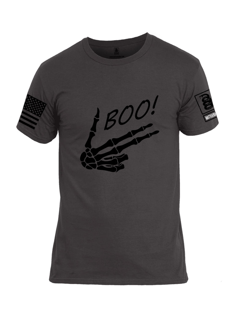 Battleraddle Boo Skeleton  Black Sleeves Men Cotton Crew Neck T-Shirt