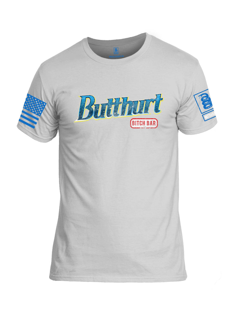 Battleraddle Butthurt Bitch Bar  Mid Blue Sleeves Men Cotton Crew Neck T-Shirt