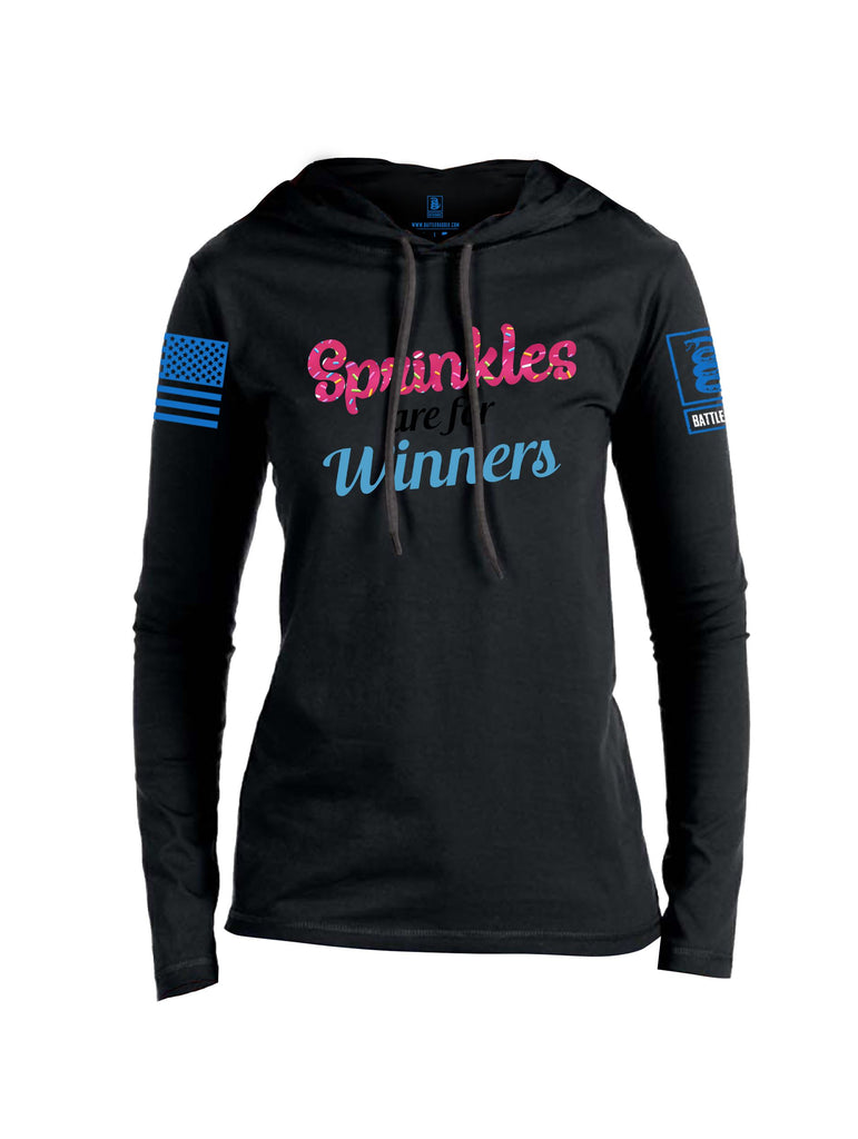 Battleraddle Sprinkles Are For Winners  Mid Blue Sleeves Women Cotton Thin Cotton Lightweight Hoodie