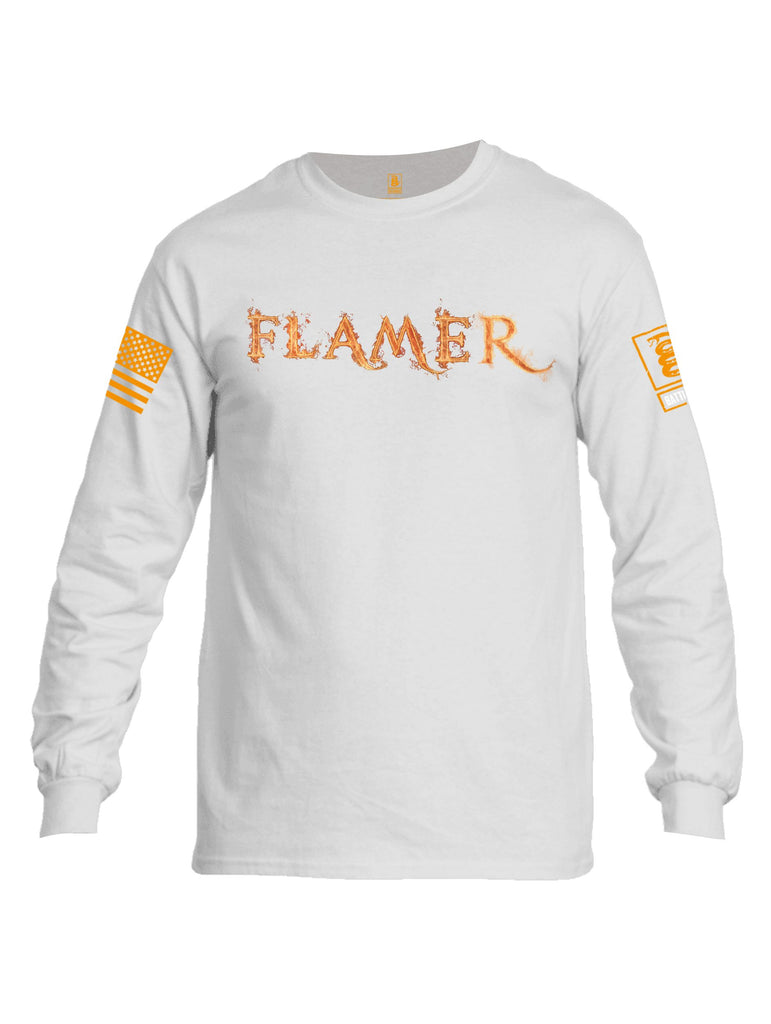 Battleraddle Flamer Orange Sleeves Men Cotton Crew Neck Long Sleeve T Shirt