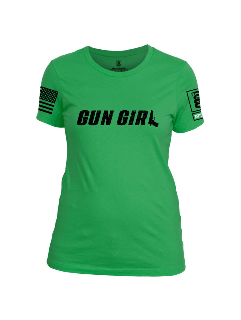 Battleraddle Gun Girl Black Sleeves Women Cotton Crew Neck T-Shirt