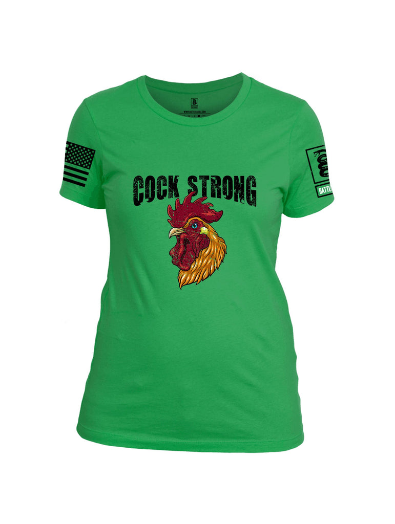 Battleraddle Cock Strong Black Sleeves Women Cotton Crew Neck T-Shirt