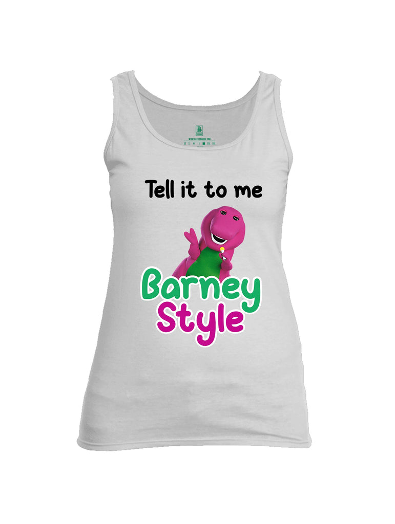 Battleraddle Tell It To Me Barney Style  Pearl Green Sleeves Women Cotton Cotton Tank Top