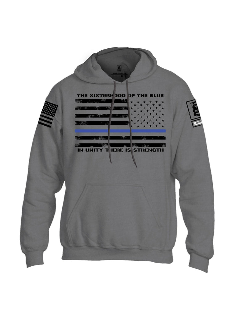 Battleraddle The Sisterhood Of The Blue  Black Sleeves Uni Cotton Blended Hoodie With Pockets